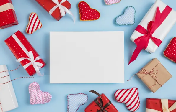 Paper, holiday, heart, heart, gifts, hearts, red, bows