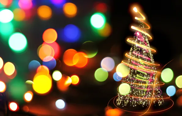 Stars, lights, spruce, New Year, Christmas, tree, Christmas, holidays