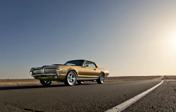 The sky, the sun, wheel, Cougar, 1967, side, Mercury