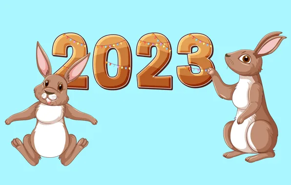 Figure, graphics, rabbit, figures, pair, rabbits, New year, rabbits