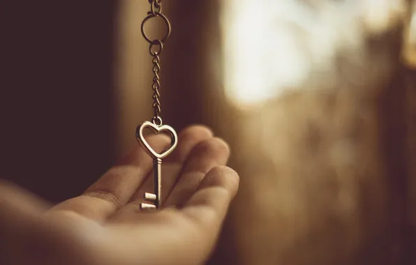 Heart, key, palm