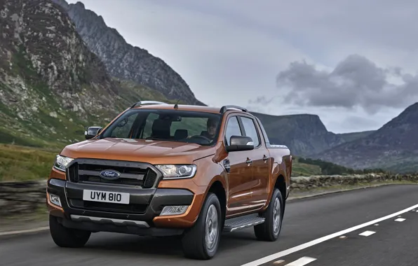 Picture road, mountains, Ford, pickup, Ranger, Wildtrak