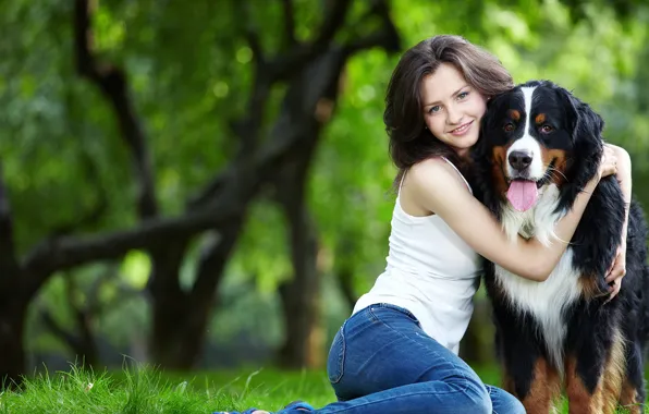 Girl, dog, parks, family