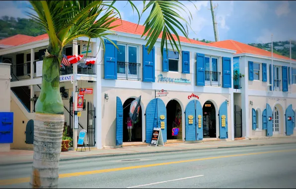 The city, street, building, architecture, north america, Virgin Islands, colonial style, us virgin islands