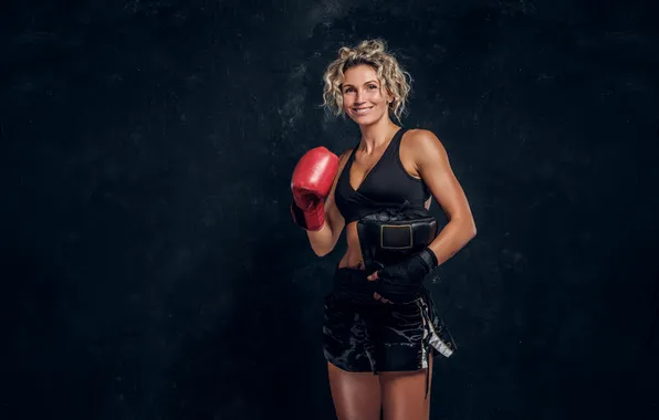 Picture photographer, smiling, female, posing, boxer, happy