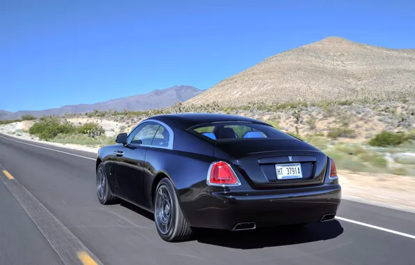 Road, car, Rolls-Royce, car, rear view, road, speed, Wraith