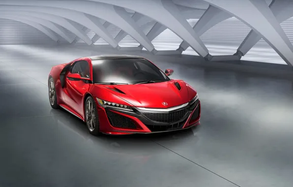 Red, Car, Front, Acura, NSX, 2015, Ligth