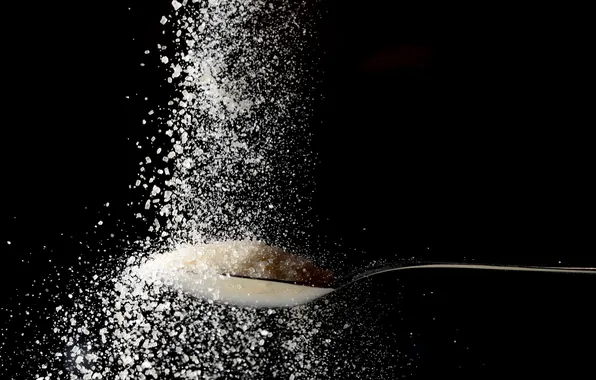 Macro, spoon, sugar