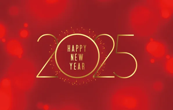 Holiday, Happy New Year, Holiday, Happy New Year, Red background, 2025