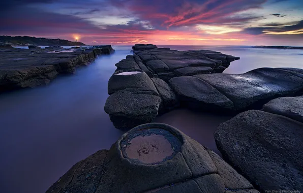 Picture stones, lighthouse, morning, Australia, New South Wales