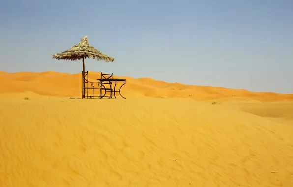 Picture landscape, table, desert, umbrella