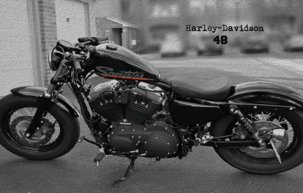 Picture Harley-Davidson, black and white, crack, forty-eight, crevice