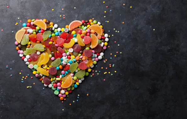 Picture lollipops, confetti, marmalade, marshmallows