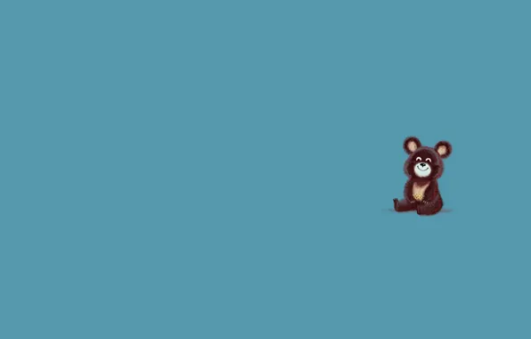 Picture animal, minimalism, bear, bear, blue background, Olympics 1980