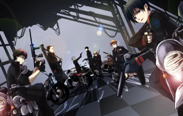 Picture weapons, motorcycle, guys, ao no exorcist, blue exorcist, okumura rin
