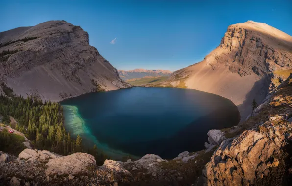 Picture Alberta, Canada, lake, rocks, mounts, Carnavron lake