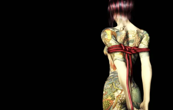 Girl, tattoo, rope