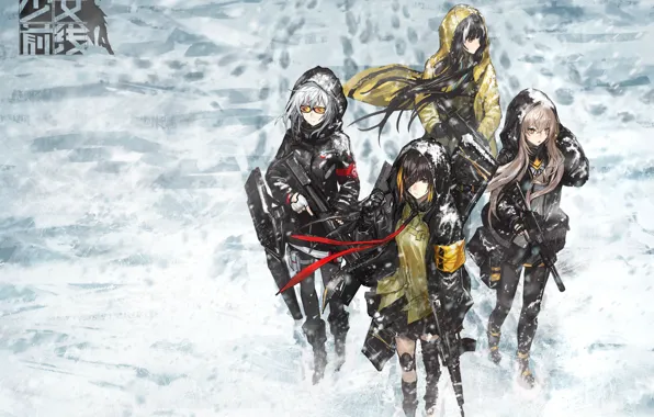Winter, weapons, girls, anime, art, Girls Frontline, Girls front
