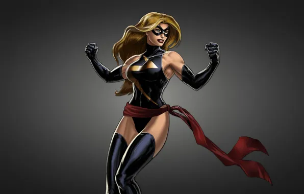 Girl, mask, black background, comic, Ms. Marvel, Ms. Marvel