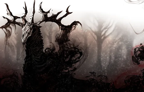 Forest, darkness, dark, deer, darkness