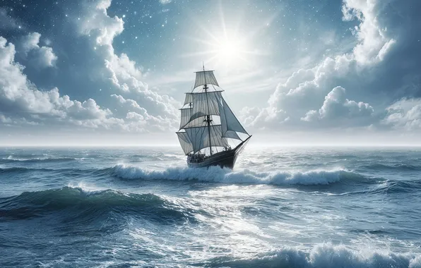 Picture sky, sea, sailboat