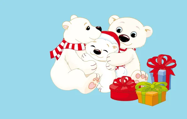 Mood, holiday, gift, new year, vector, family, art, bear