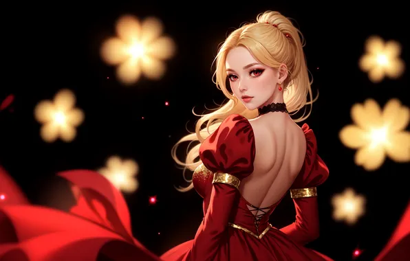 Picture Girl, Anime, In a Red Dress, wallpaper
