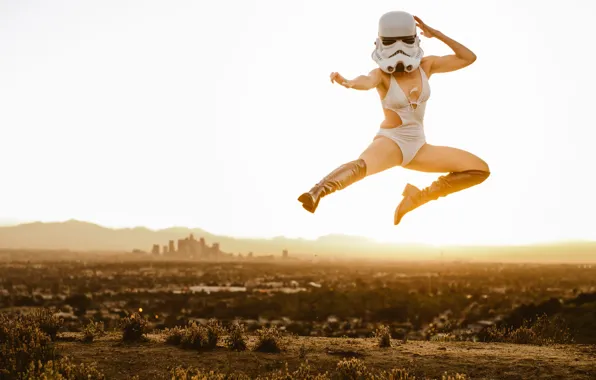 United States, jump, California, downtown, sunny, Stormtrooper, Los Angels