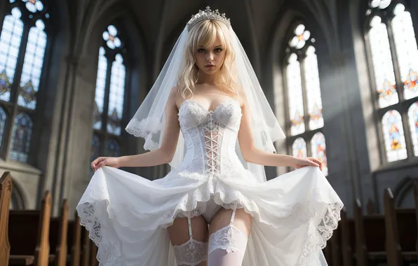 Picture girl, dress, beautiful, blonde, wedding