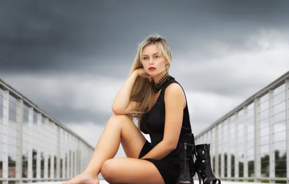 Picture look, girl, face, background, sweetheart, hair, dress, shoes