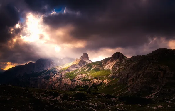 The sky, clouds, mountains, Italy, The Dolomites