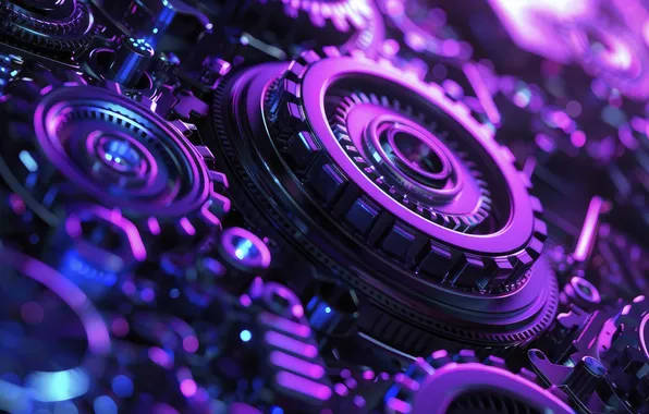 Purple, metal, abstraction, lilac, mechanism, scheme, gear, abstract background