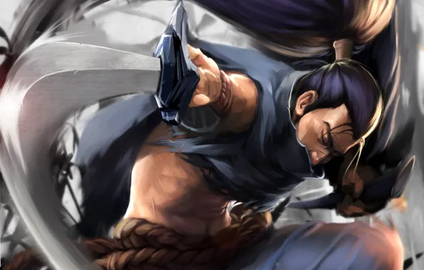 Picture sword, art, samurai, male, League of Legends, LoL, Yasuo, Yasuo