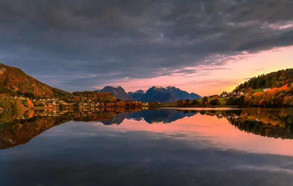 Picture the sky, mountains, Norway, the fjord, More and Romsdal, Norway, Leirvagen