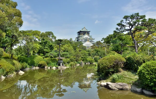 Picture Japan, Pond, Castle, Japan, Osaka, Osaka, Pond, Osaka Castle