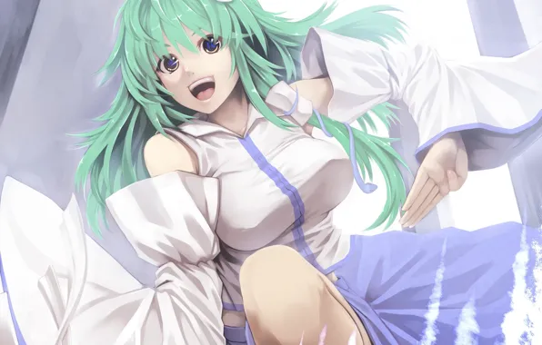 Girl, animal, frog, snake, art, touhou, kochi have done the art, tro