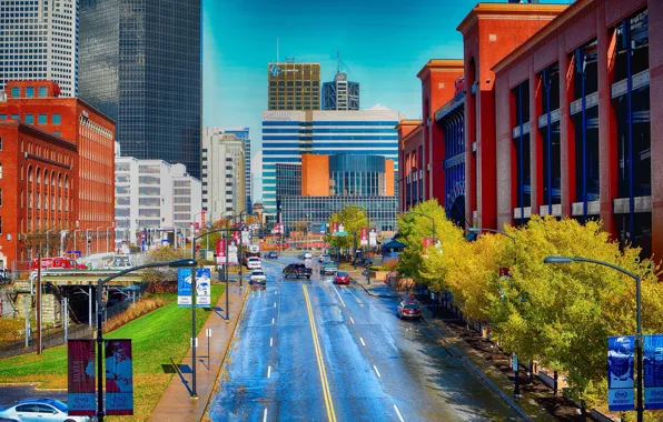 Machine, the city, street, building, home, skyscrapers, lights