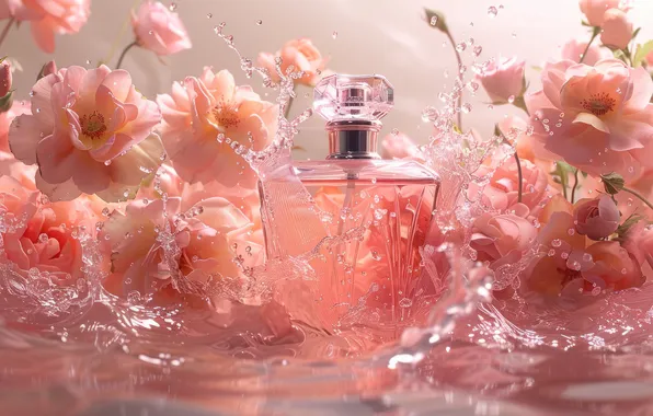 Water, drops, flowers, squirt, holiday, gift, spring, perfume