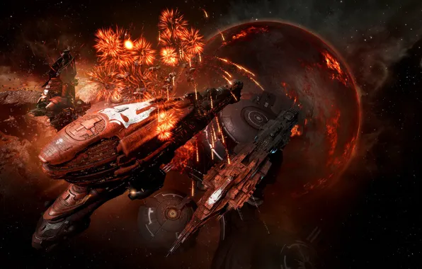 Nebula, holiday, planet, station, salute, asteroids, Space, space