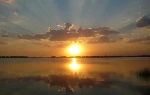 Wallpaper sunset, lake, Lagoon