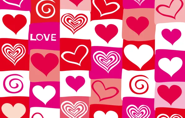 Vector, hearts, red, love, pink, hearts, valentine