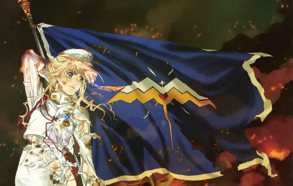 Smoke, flag, sparks, medal, emblem, pussy, military uniform, torn clothes