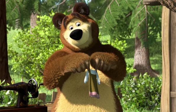 Picture nature, smile, dress, bear, fur, Masha and the bear