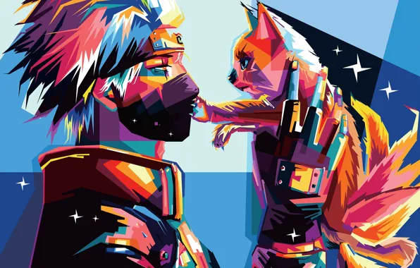 Abstraction, Naruto, Naruto, Fox, Kakashi Hatake, Kurama