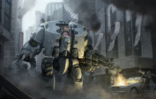 The city, robot, devastation, Warhammer 40K