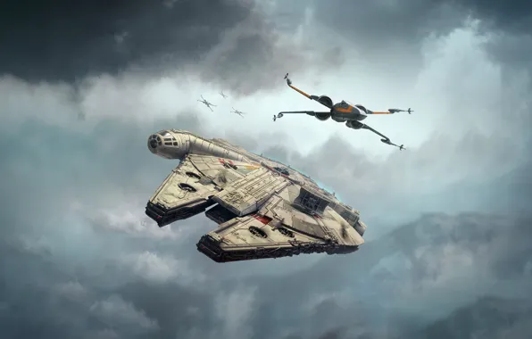 The sky, Clouds, Star Wars, Art, Star Wars, Fiction, Spaceship, Spaceship