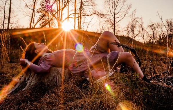 Picture girl, light, nature