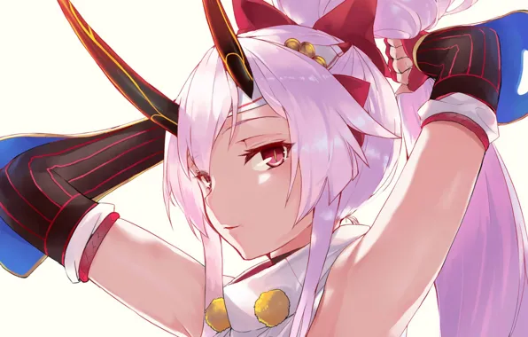 Girl, anime, art, horns, fate/grand order