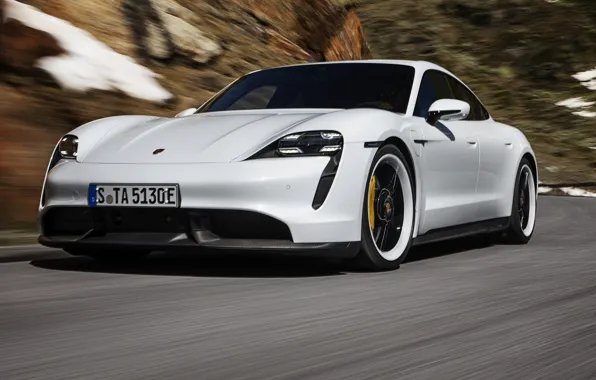 Speed, blur, Porsche, slope, Turbo S, 2020, Taycan