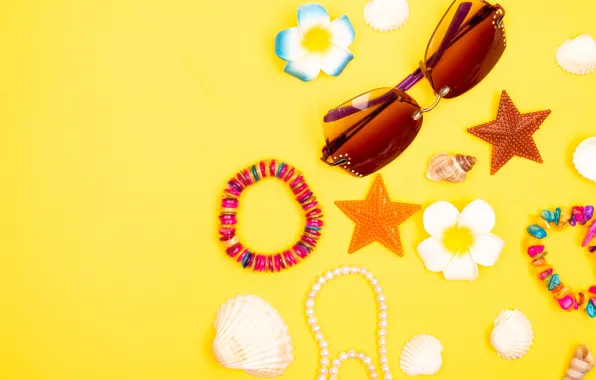 Decoration, flowers, yellow, background, color, texture, glasses, pearl